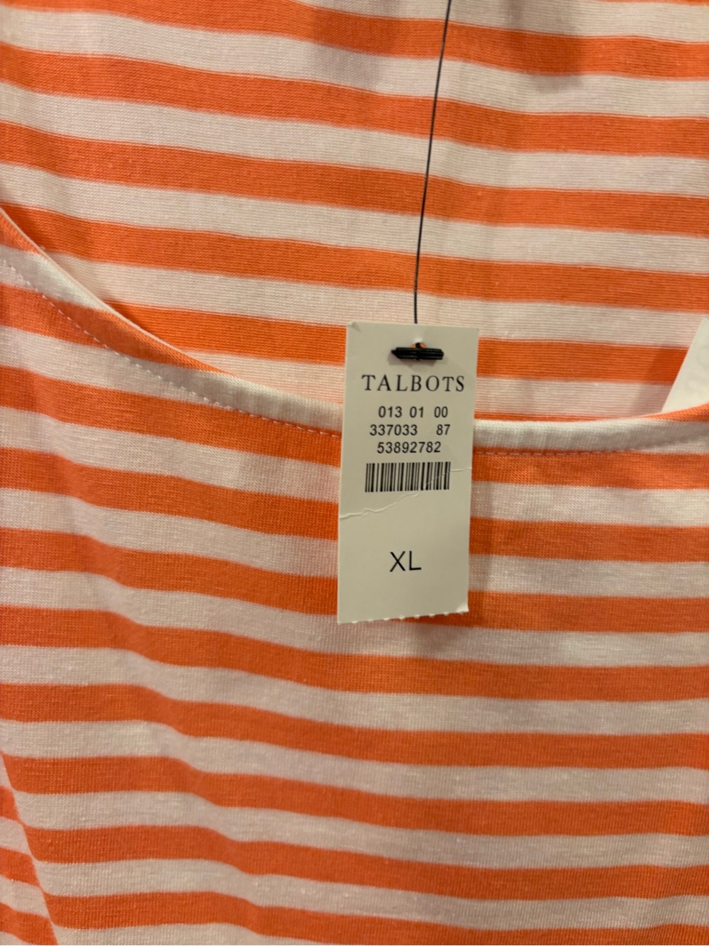 5/$25 Talbots Orange & White Scoop Neck Striped Tank - Picture 3 of 5